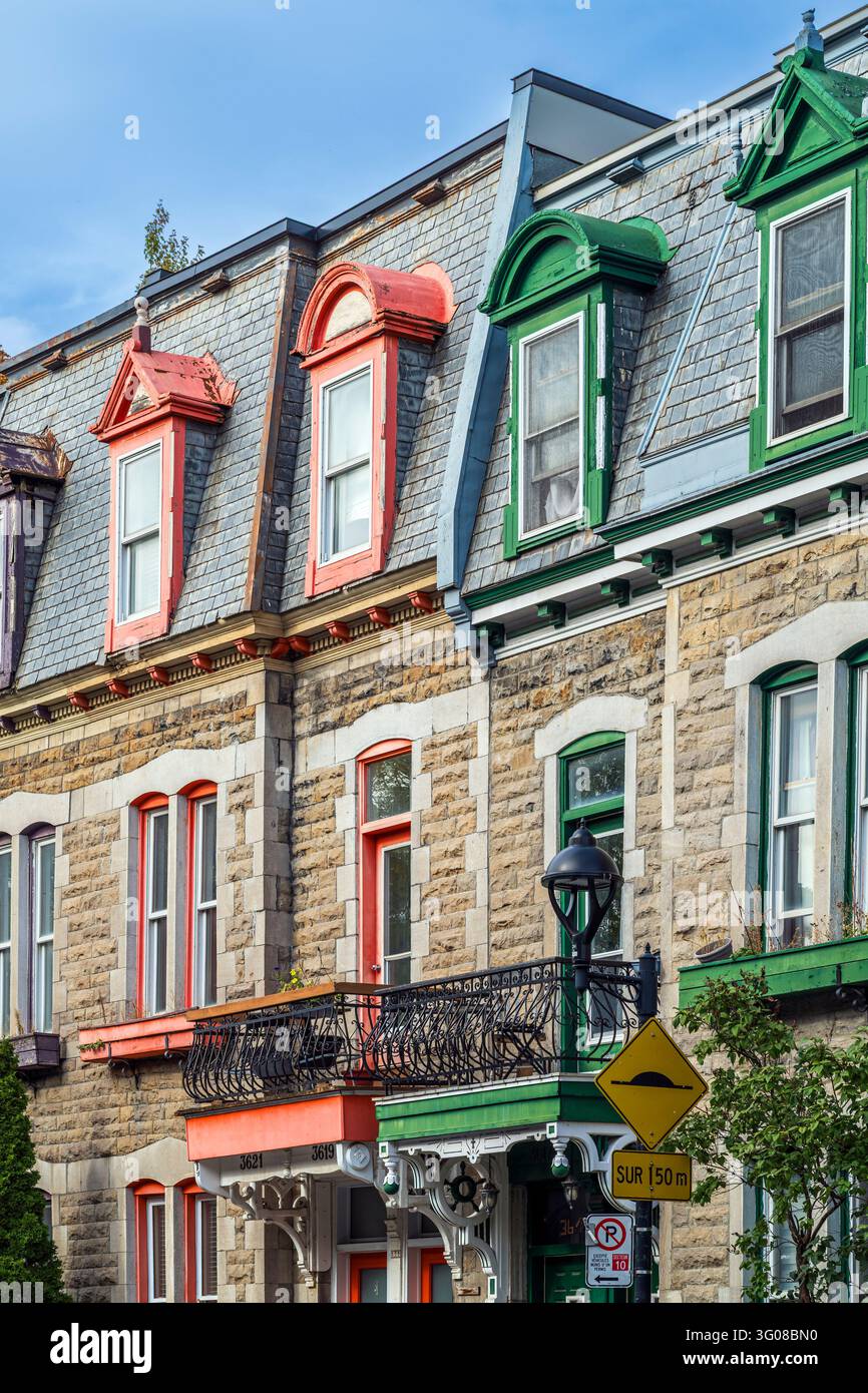 Viktorianische Reihenhäuser, Saint-Louis-Platz, Montreal, Quebec, Kanada Stockfoto