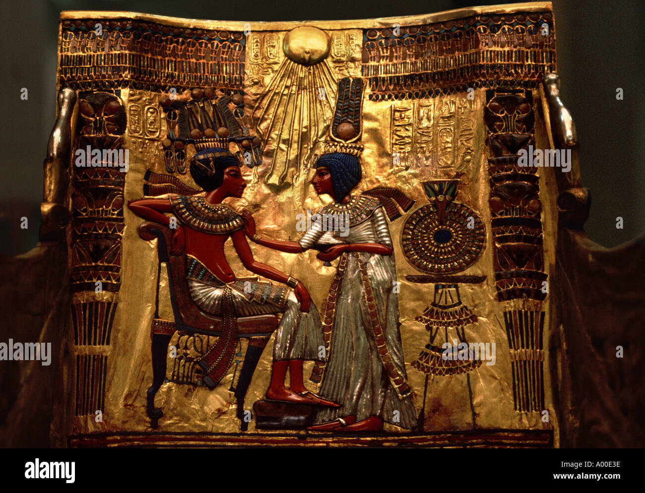 BEgypt, Kairo, Ägyptisches Museum, König Tutankhamun Thron, Rückseite Stockfoto