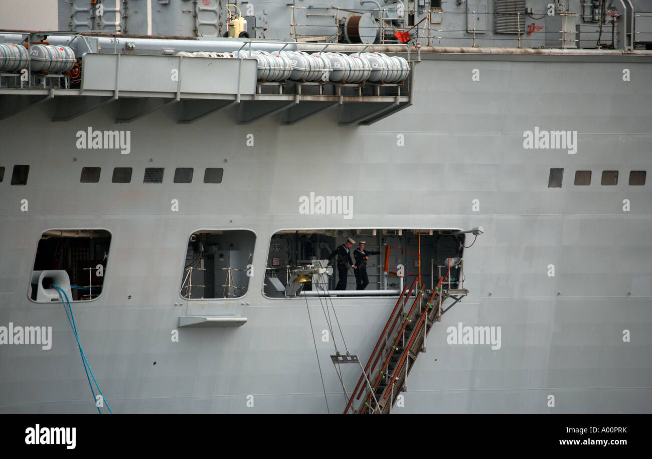 Nahaufnahme von der Einschiffung Deck der HMS Illustrious Stockfoto