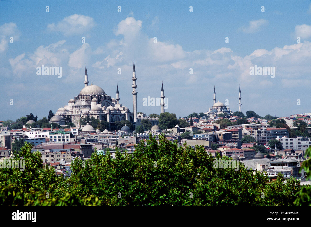 Blick auf Istanbul Kilic Ali Pasa Nusretiye Moscheen über den Bosporus vom Topkapi-Palast-Istanbul-Türkei Stockfoto