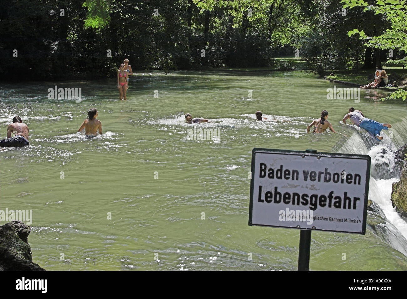 Baden Forbiddden Kundigung Durch Wasser Im Englischen Garten Park