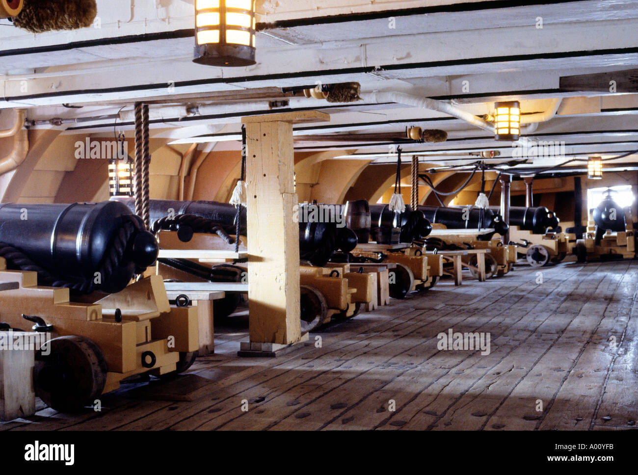 HMS Victory innen Portsmouth unteren Batteriedeck Stockfoto