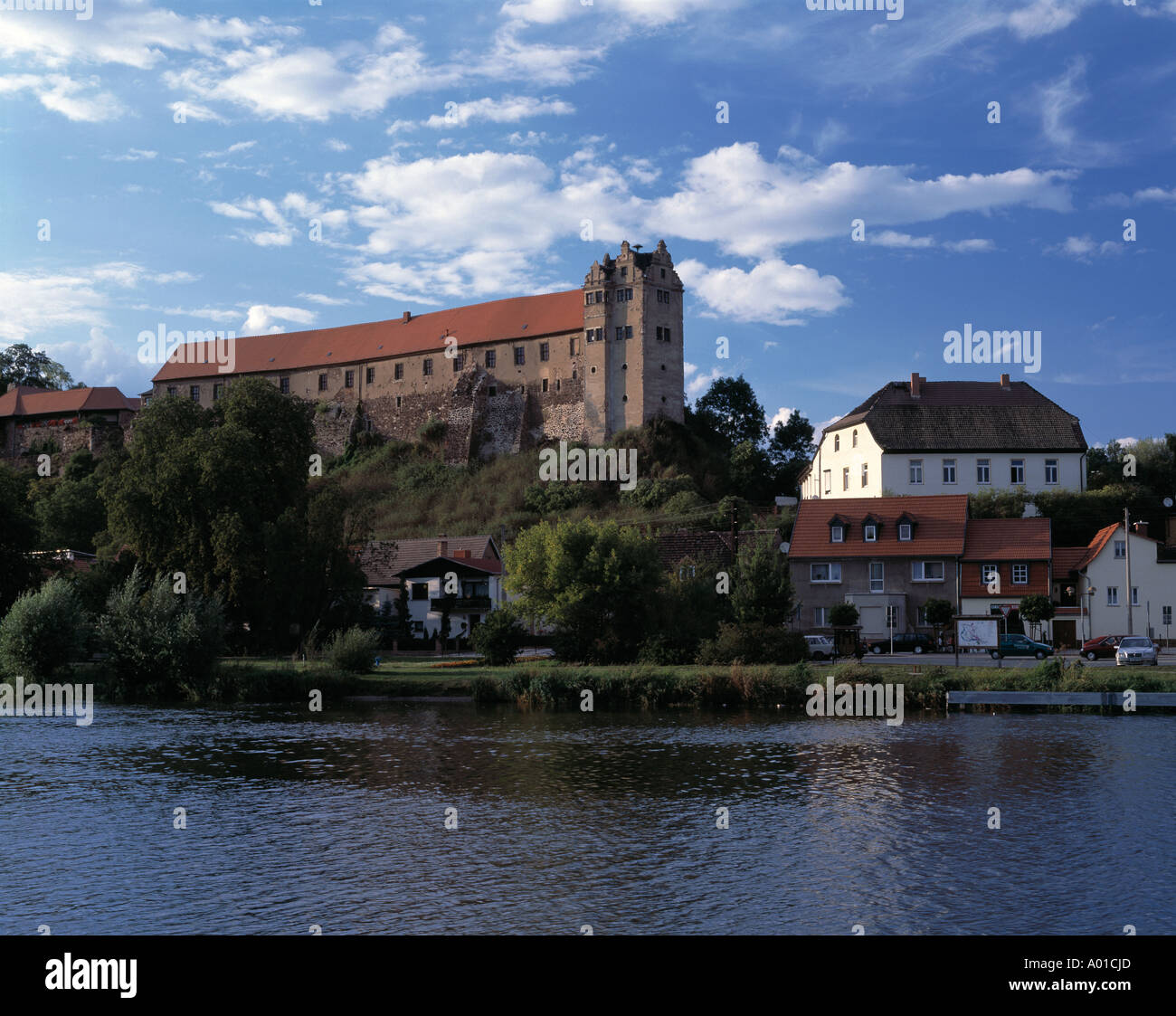 Saalelandschaft Mit Burg Wettin, Sachsen-Anhalt Stockfoto