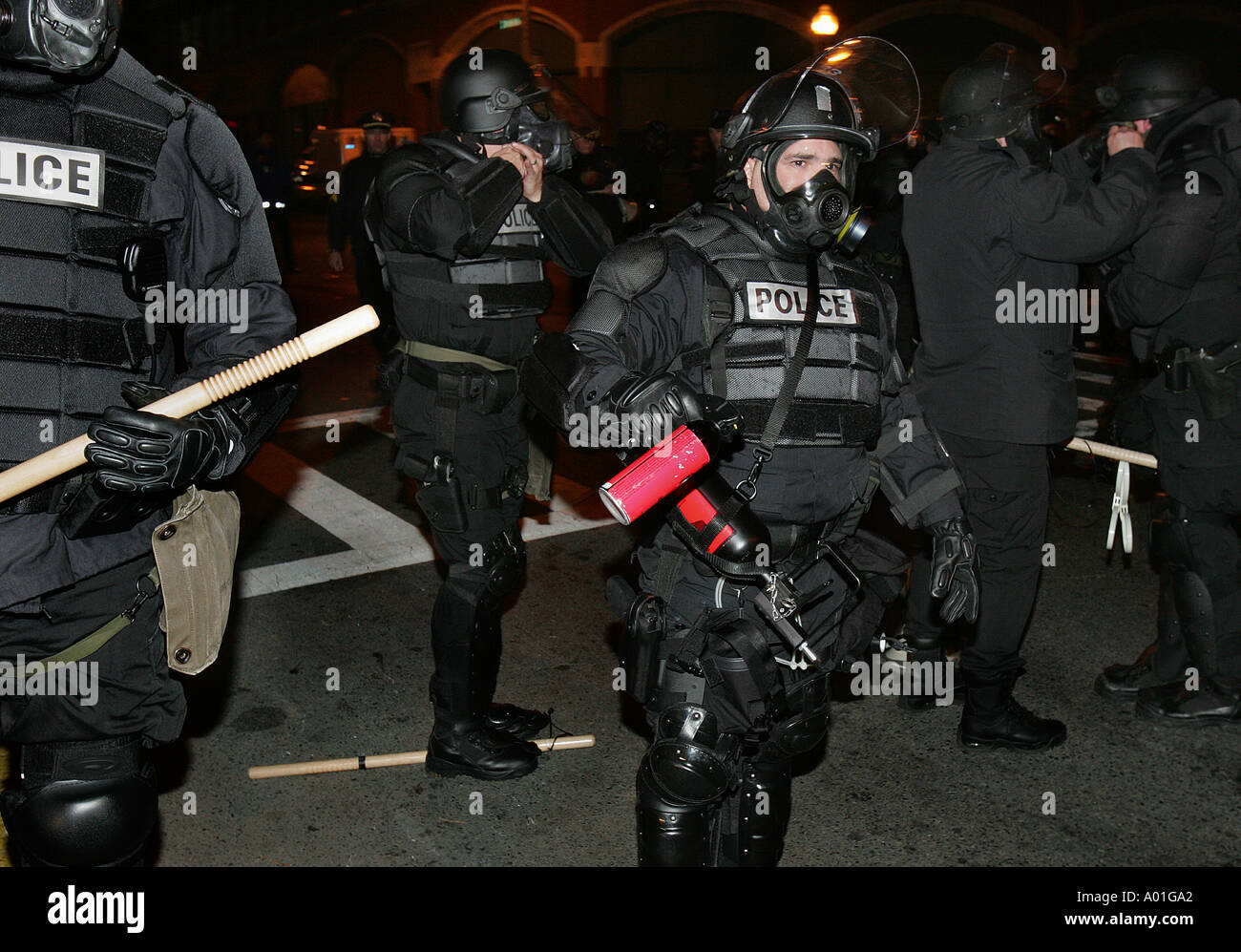 Polizei in Aufruhr Getriebe, Boston, Massachusetts Stockfoto