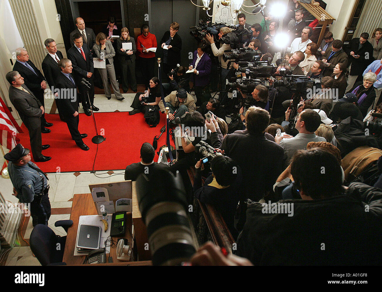 Massachusetts State House-Pressekonferenz Stockfoto