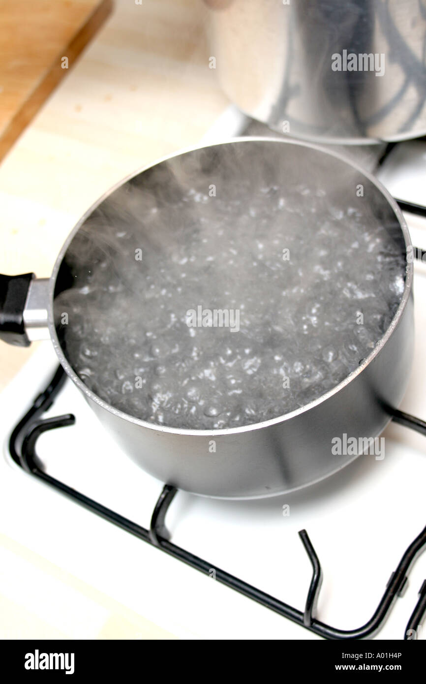 Wasser Siedet Auf Einem Gaskochfeld Stockfoto Bild 9849669 Alamy