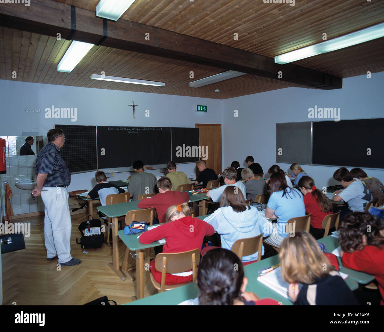 D-Sankt Englmar-Glashuett, Naturschutzgebiet Bayerischer Wald, Bayern, Bereich Schulzentrum, Unterricht, Schüler, Unterricht, Klassenlehrer Stockfoto