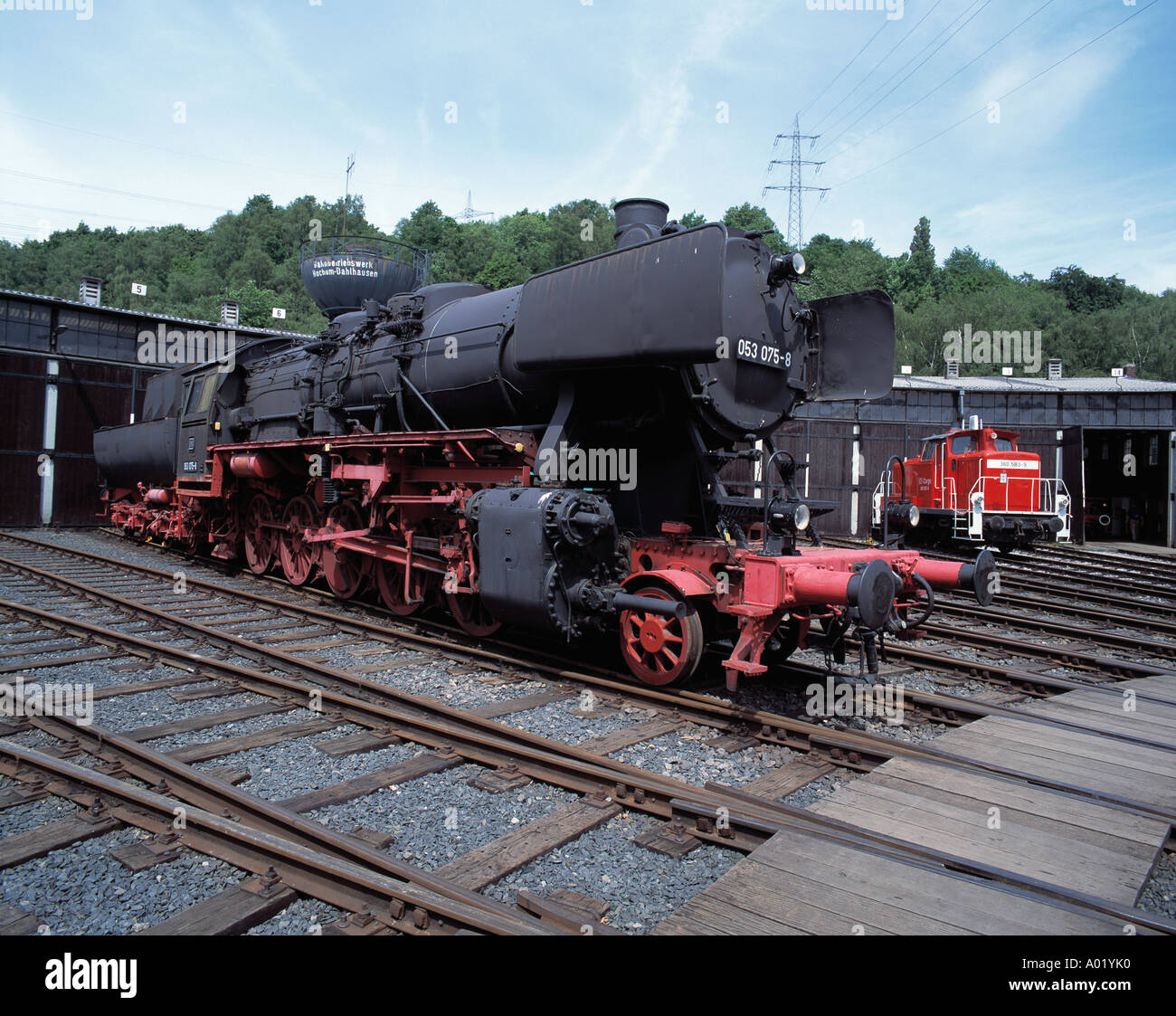 D-Bochum, Ruhrgebiet, NRW, D-Bochum-Dahlhausen, Eisenbahnmuseum, Schuppen, Hangar, Dampfmaschine, Schienen Stockfoto