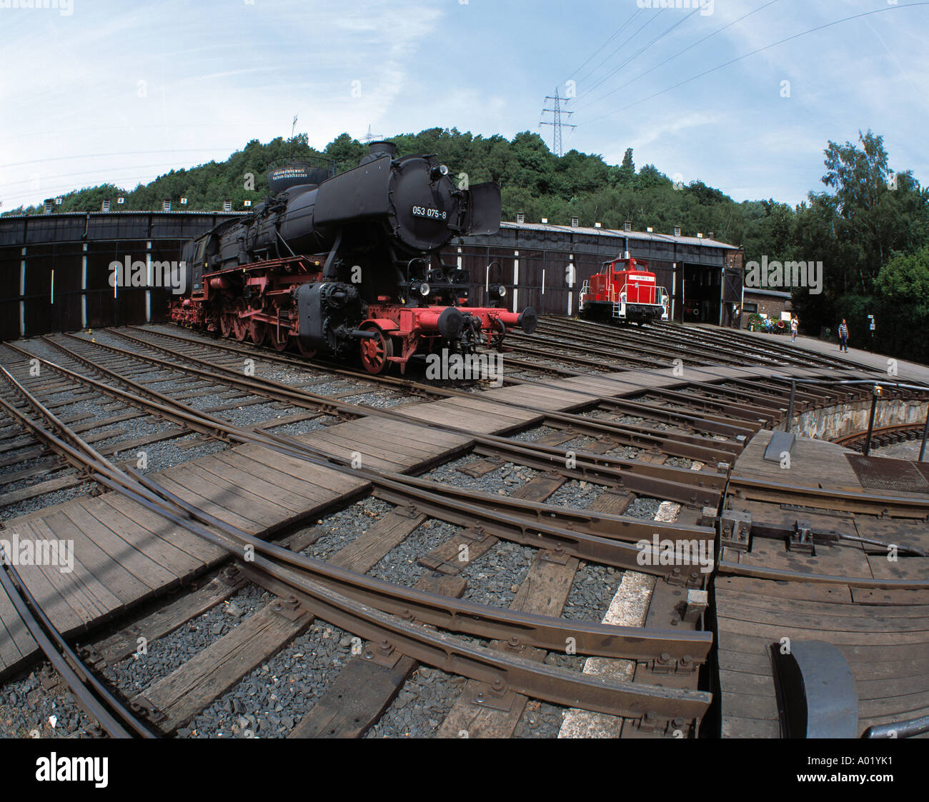 D-Bochum, Ruhrgebiet, NRW, D-Bochum-Dahlhausen, Eisenbahnmuseum, Schuppen, Hangar, Dampfmaschine, Schienen Stockfoto