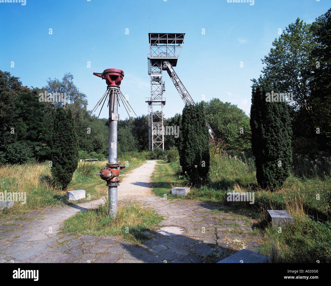 Kunstwald Teutoburgia Mit Foerderturm in Herne, Ruhrgebiet, Nordrhein-Westfalen Stockfoto