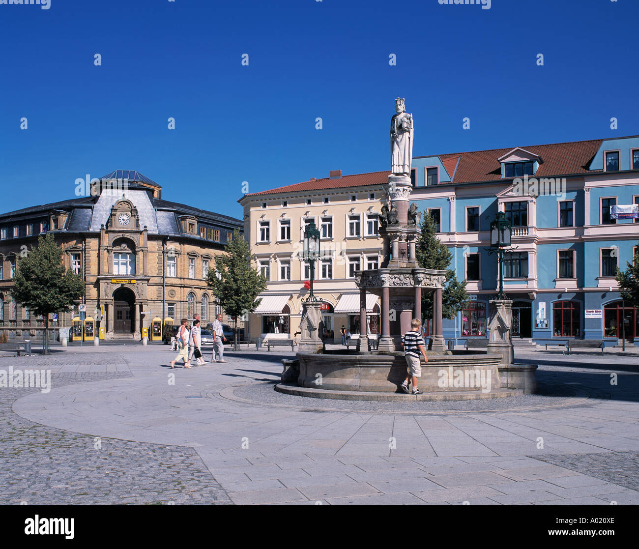 Marktplatz Mit Marktbrunnen in Meiningen, Werra, Rhön, Thueringer Wald, Thüringen Stockfoto