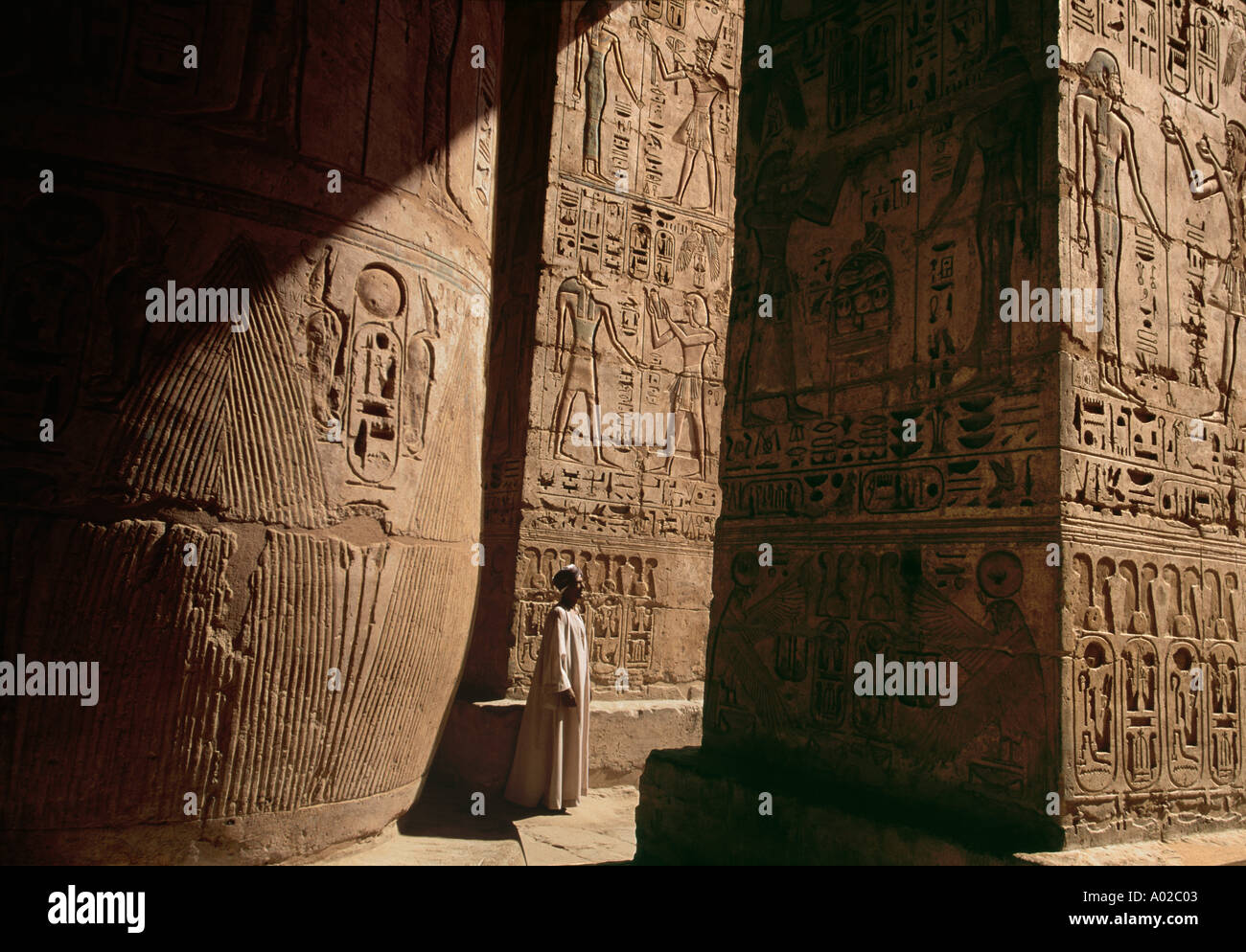 Ägypten, Luxor, Westbank, Medinat Habu Leichenhalle Tempel von Ramses III, Hieroglyphen Stockfoto