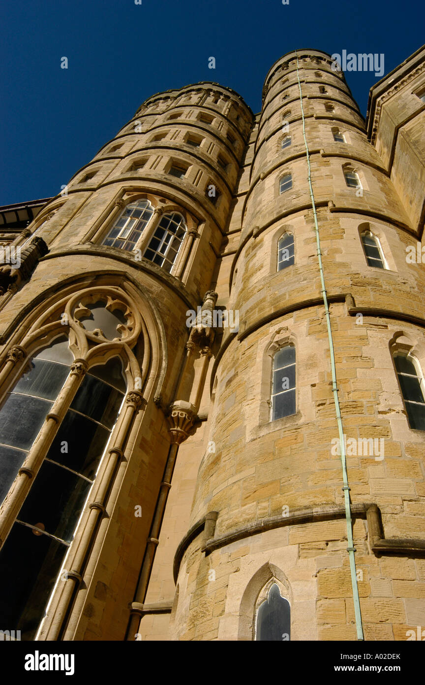 äußere alten College, University of Wales, Aberystwyth Sommernachmittag - viktorianischen gotischen Sandstein Türme bauen wales UK Stockfoto