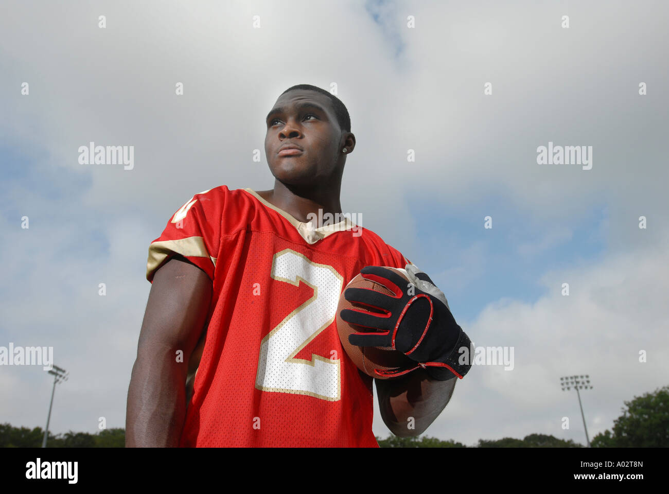 High School Football Spieler Porträt Stockfoto