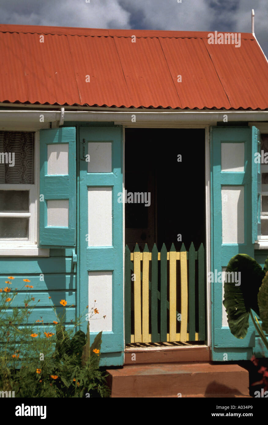 Nevis traditionellen Holzhaus Stockfoto