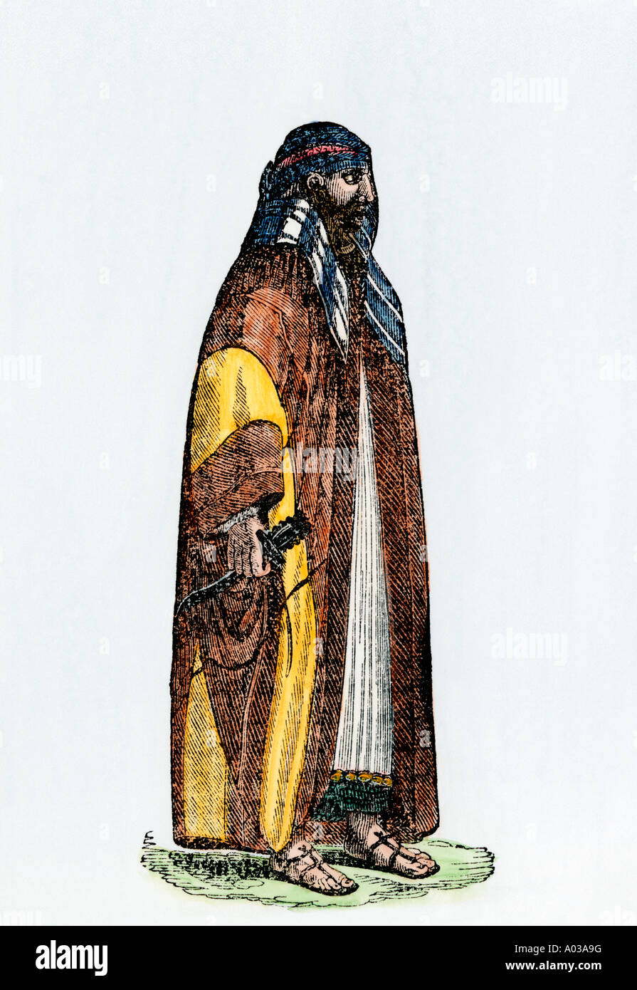 Rahmah ben Jabir eine Jossamee Pirat chief. Hand - farbige Holzschnitt Stockfoto