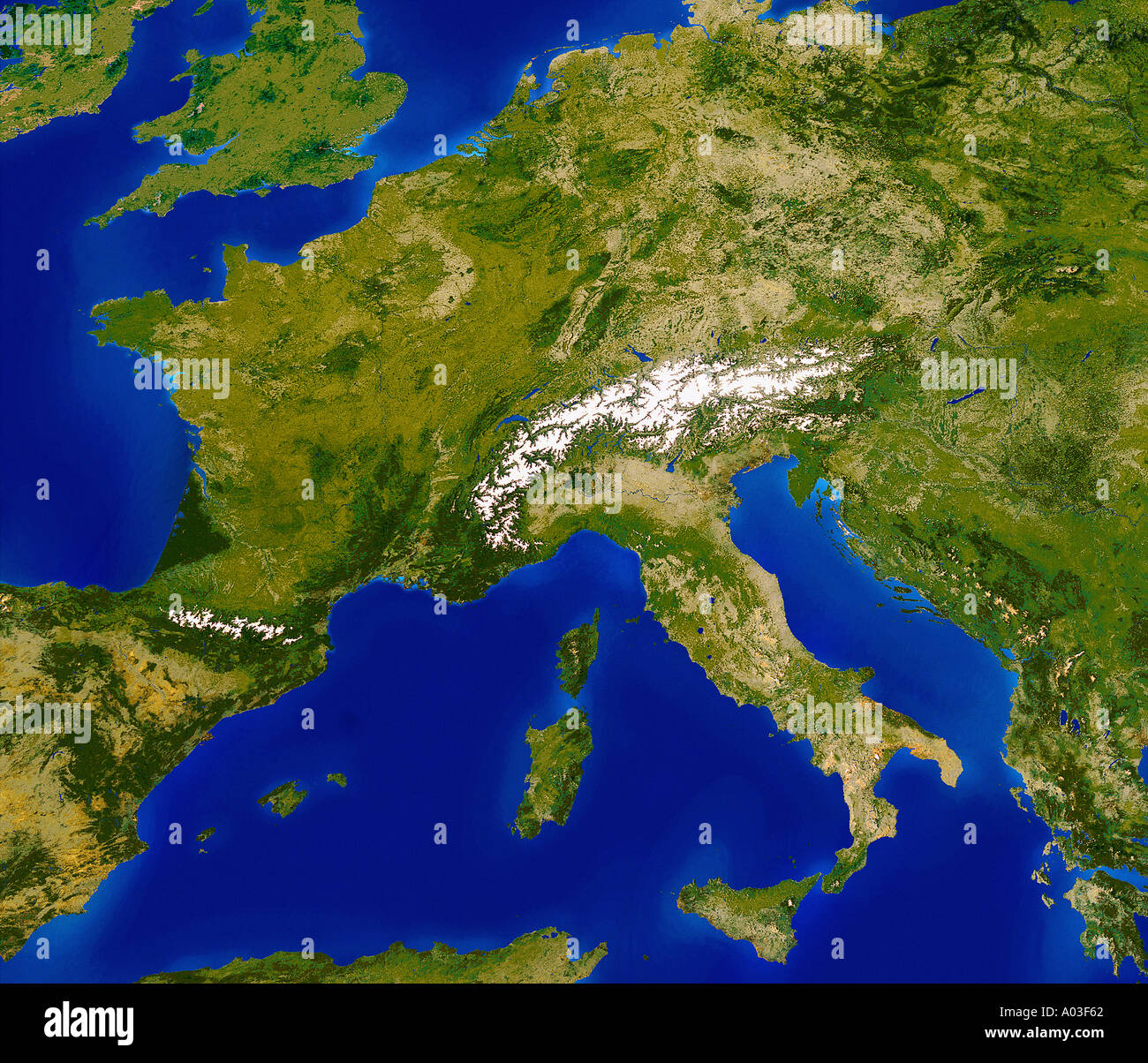 Europa per Satellit aus dem Weltall aus dem Weltraum fotografiert Stockfoto