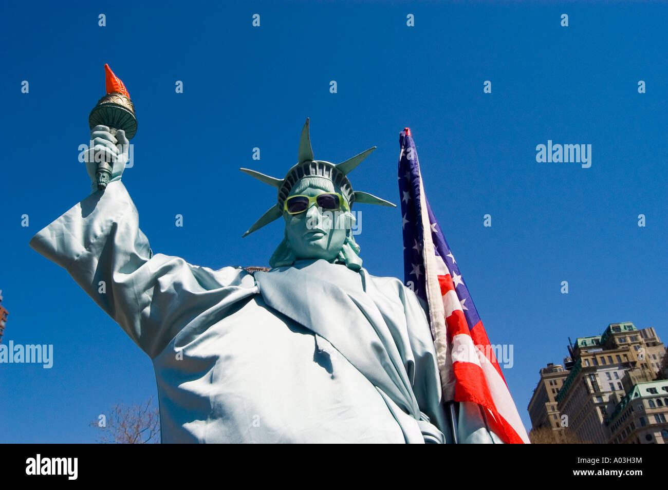 New York City New York Street Entertainer als Statue of Liberty im Battery Park Stockfoto