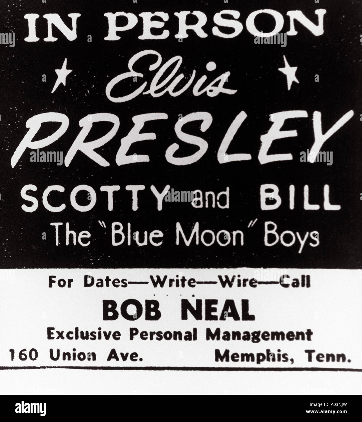 ELVIS PRESLEY 1950er Jahre Poster für Elvis und seine Begleitband Stockfoto