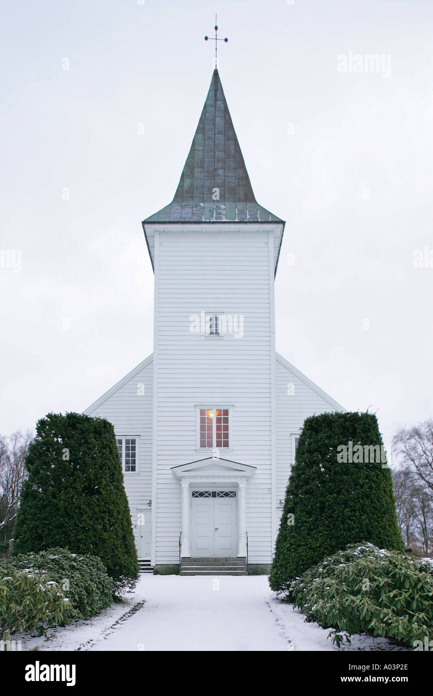 Hölzerne Kirche in Norwegen Stockfoto