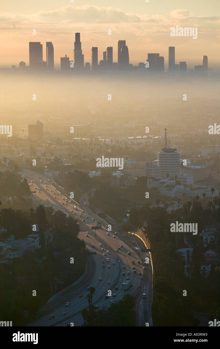 Dowtown LA & RT. 101, Los Angeles, Kalifornien, USA Stockfoto