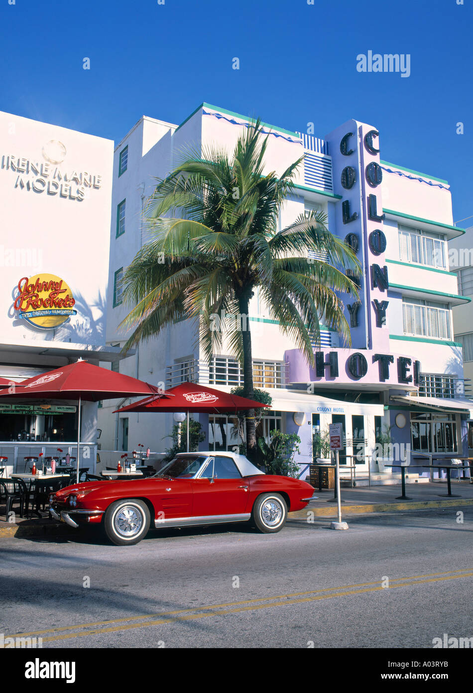 Art-Deco-Hotel Ocean Drive, Miami, Florida, USA Stockfoto