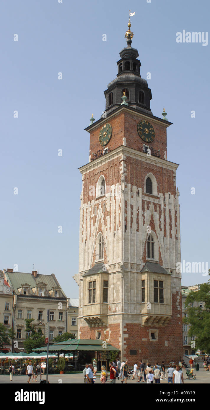 Krakau Polen Old Town Square Rathaus Turm ist es möglich, diesen Turm zu besteigen Stockfoto