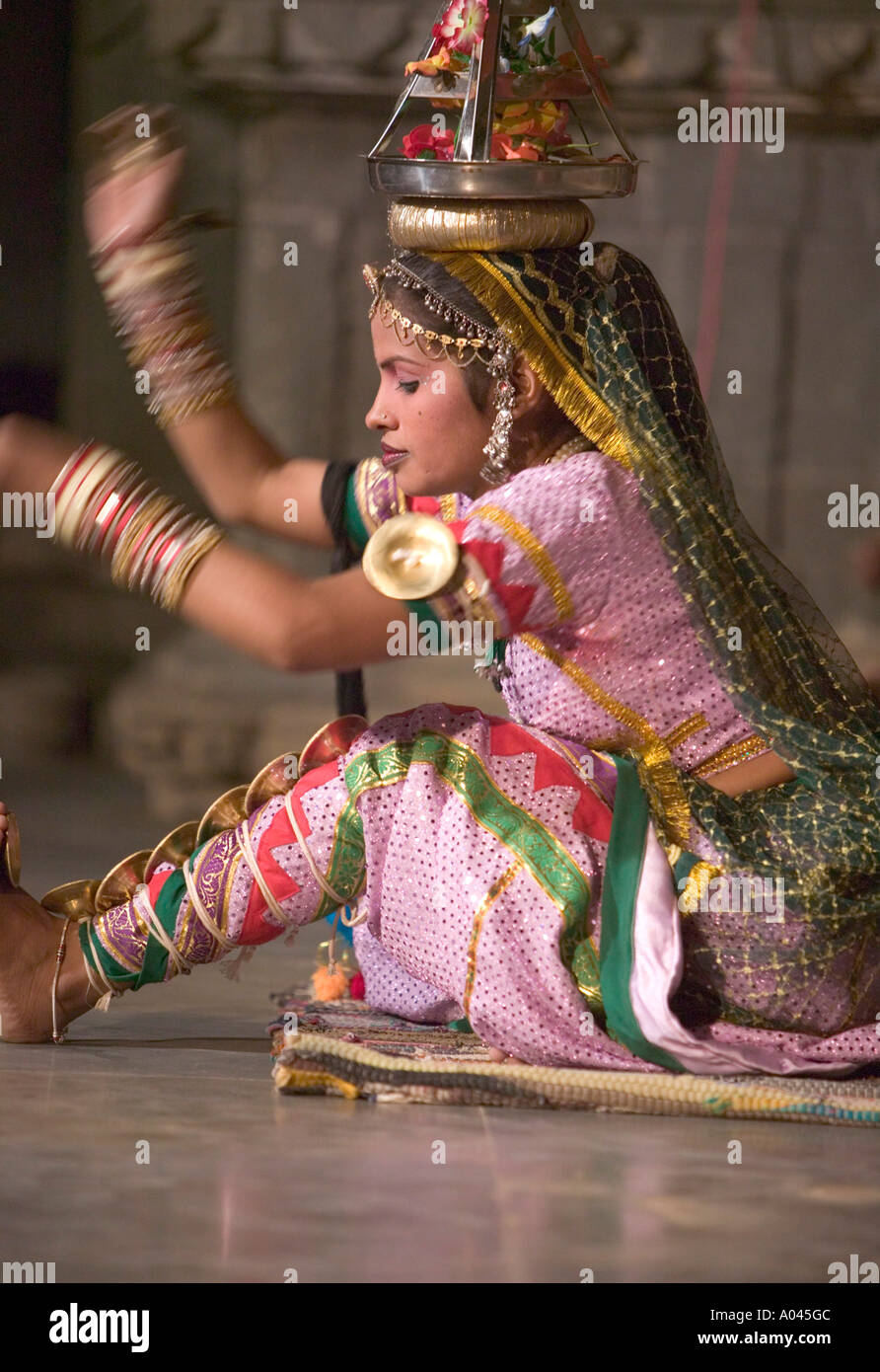 Rajasthani Tanzshow, Udaipur, Rajasthan, Indien Stockfoto
