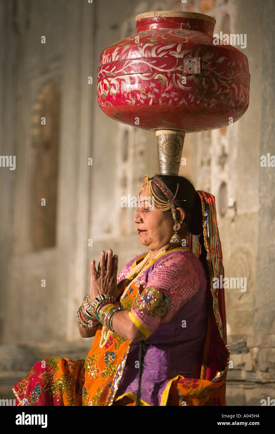 Rajasthani Tanzshow, Udaipur, Rajasthan, Indien Stockfoto