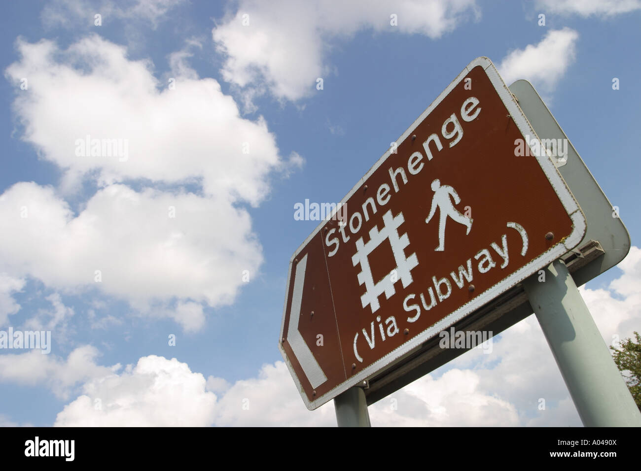 Stonehenge Wahrzeichen touristischen Hinweisschild England Stockfoto
