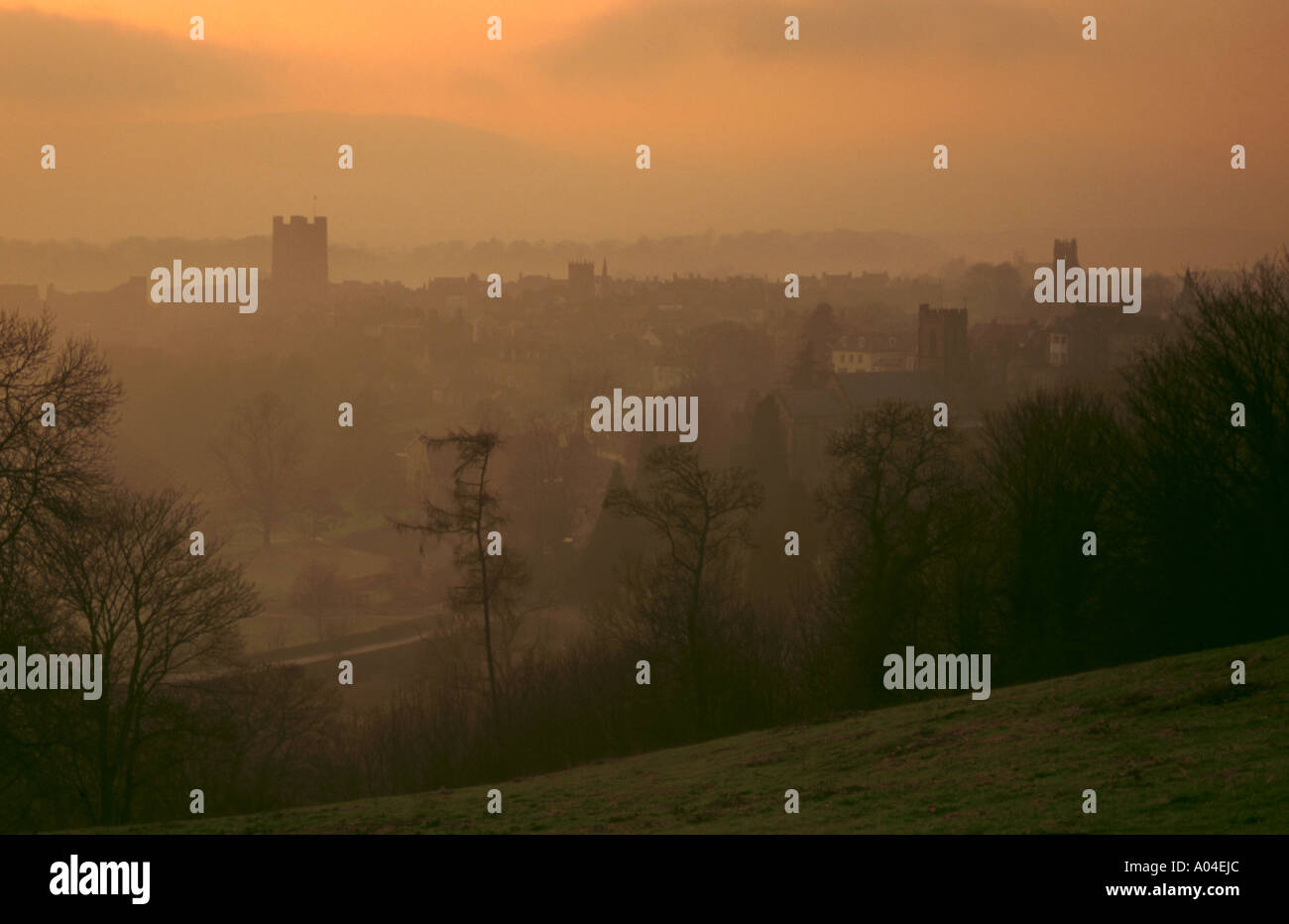 Am Abend Blick über Richmond, North Yorkshire, England, UK. Stockfoto