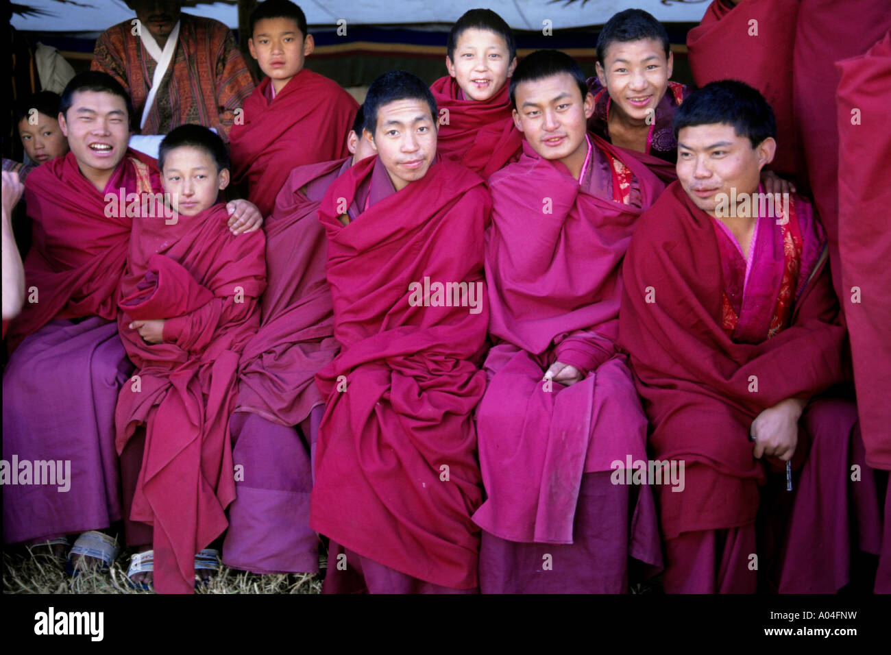 Bhutan-Tongsa buddhistische Mönche Stockfoto