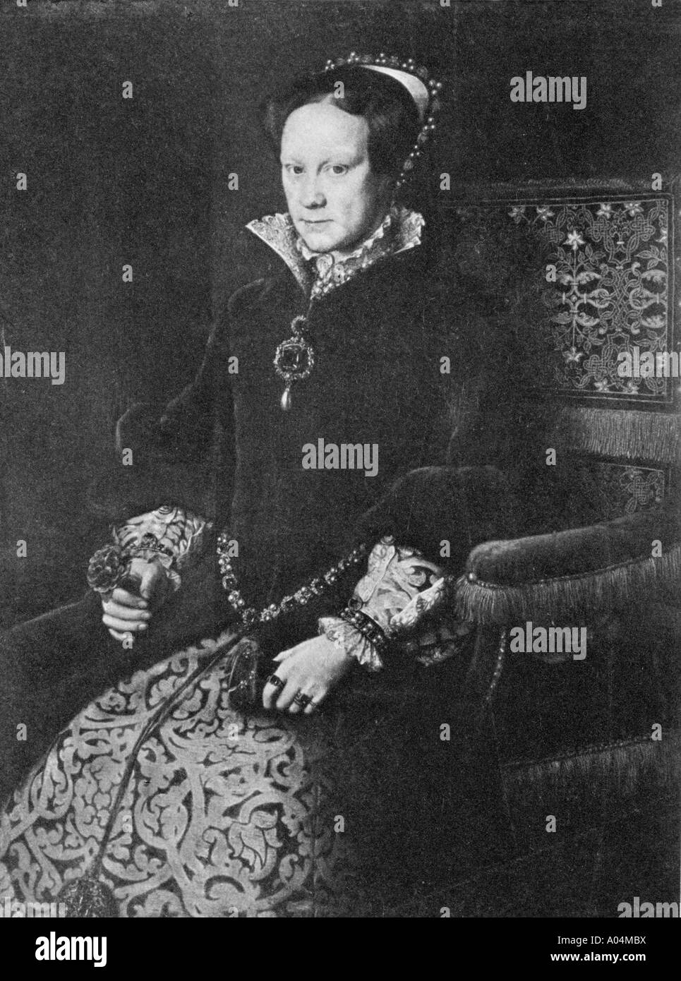 Maria I., 1516-1558. Königin von England. Eingraviert nach dem Gemälde von Sir Anthonis Mor, auch bekannt als Antonio Moro, Stockfoto