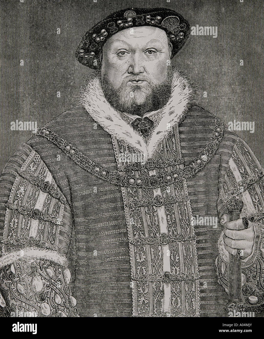 Heinrich VIII., 1491 - 1547. König von England. Nach einer Arbeit von Hans Holbein dem Jüngeren. Stockfoto