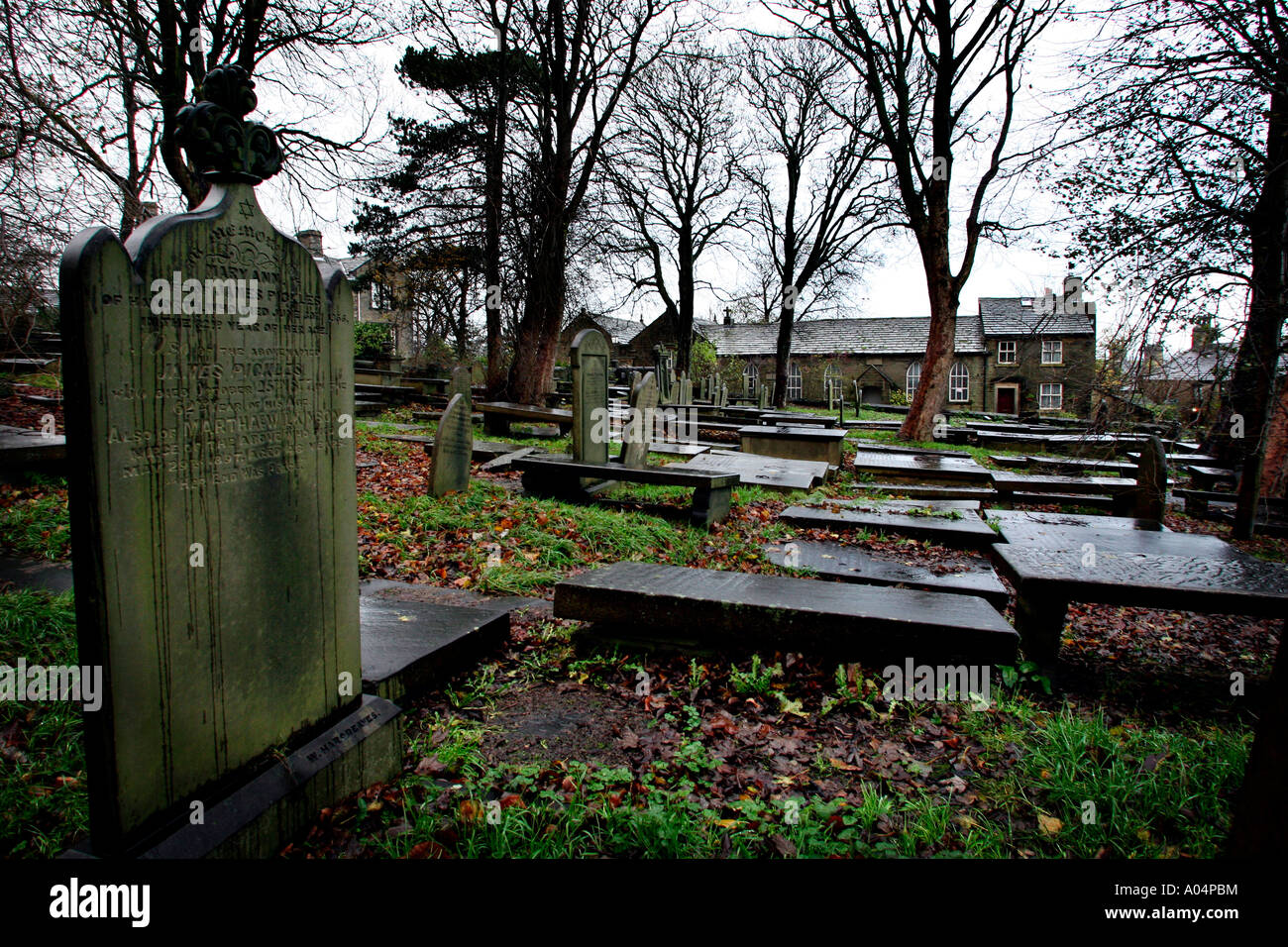 Der Friedhof von Haworth, West Yorkshire, Heimat der Bronte Schwestern Stockfoto