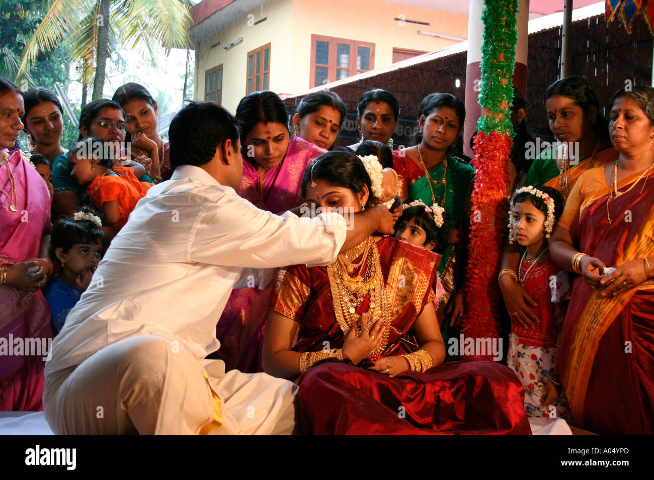 Eine traditionelle indische Hochzeit in Kerala, Südindien Stockfoto
