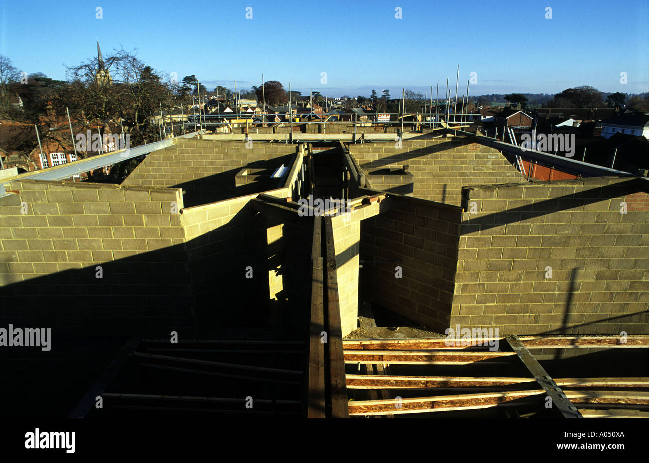 Stadtzentrum Geschäfte und Wohnungen im Bau in Woodbridge, Suffolk, UK. Stockfoto