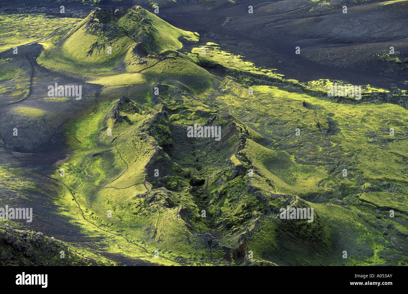 Laki vulkanische Kegel nach 1783 Eruption, Island. Stockfoto