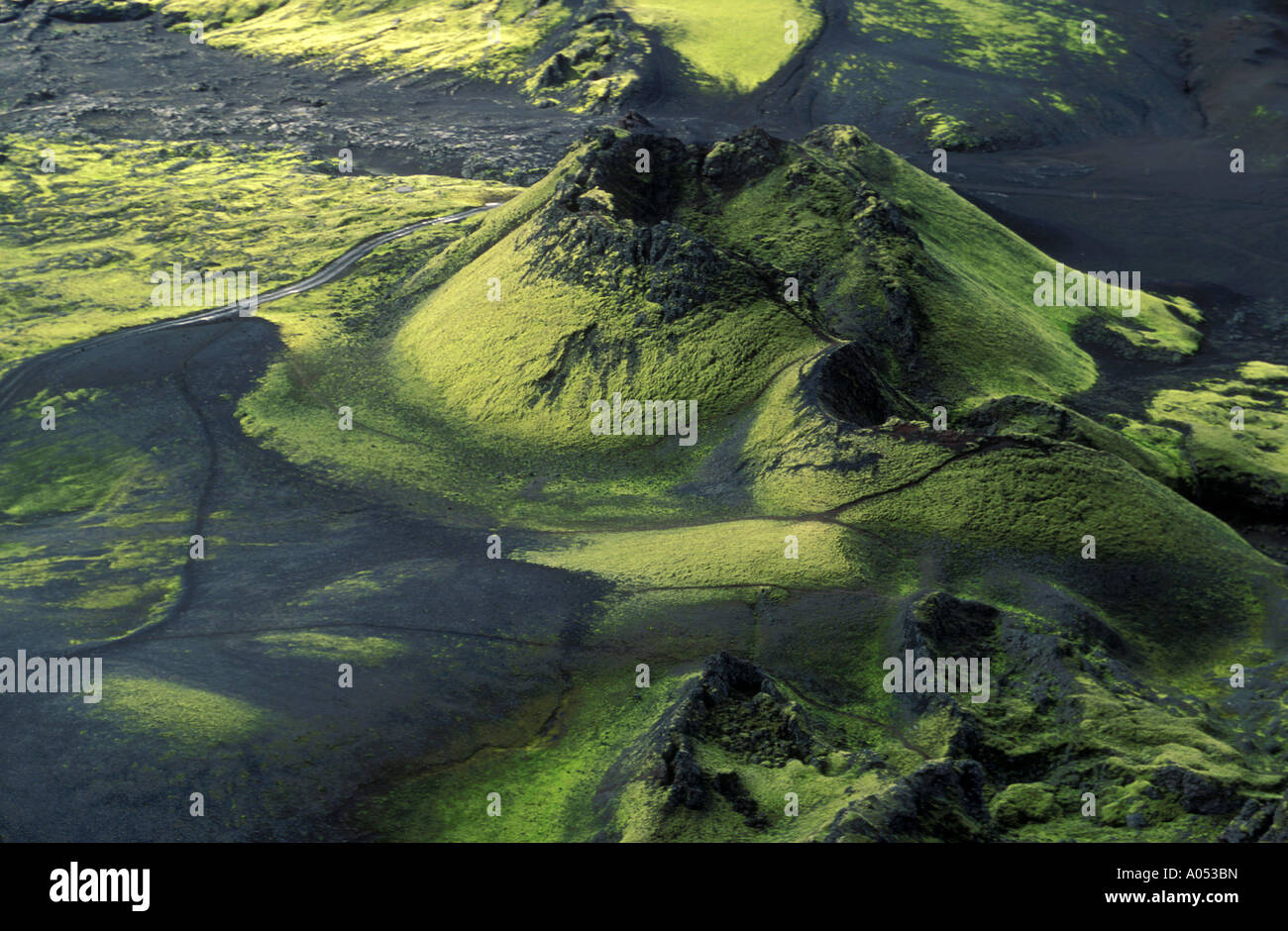 Laki vulkanische Kegel nach 1783 Eruption, Island. Stockfoto
