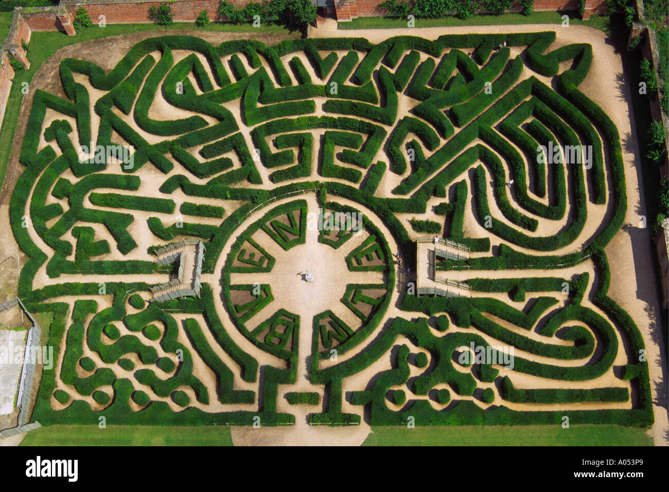 Marlborough Heckenlabyrinth overhead Luftbild Blenheim Palace Oxfordshire UK Stockfoto