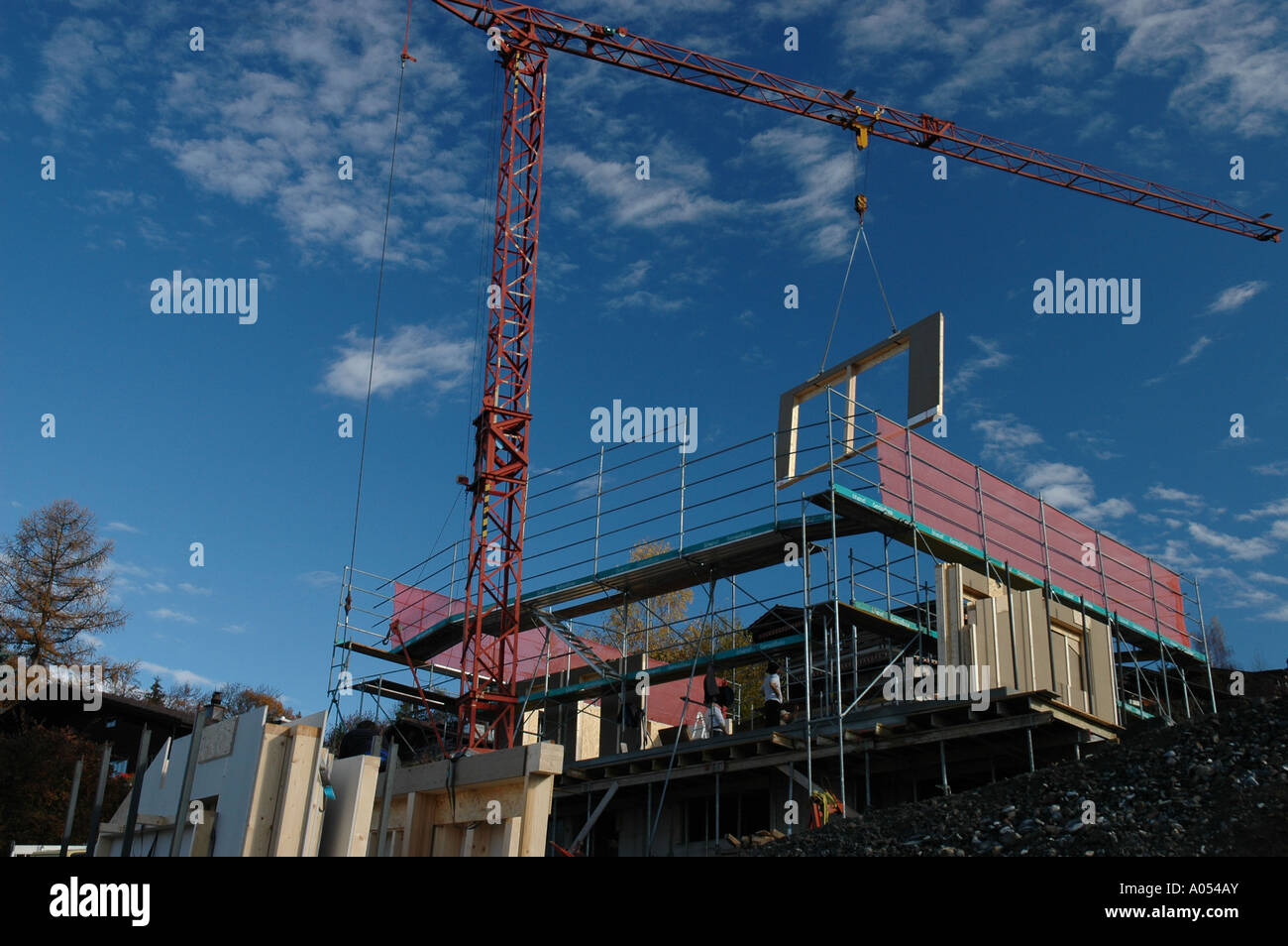 Einzigen Familie Hausbau mit fertigen Elementen, Schweiz Stockfoto