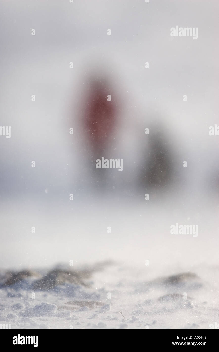 Unscharfe menschliche Formen im Winter Stockfoto