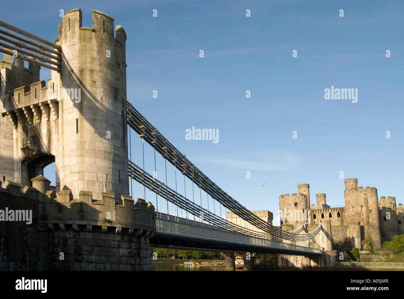 Conwy Castle Brücke über Afon Conwy Nord-West-Wales Stockfoto