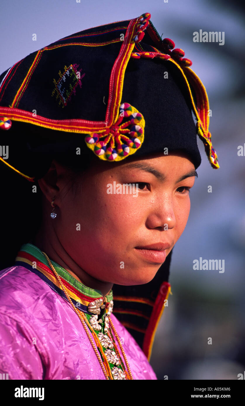 Tai dam Mädchen. Muang Sing, Luang Nam Tha, Laos. Stockfoto