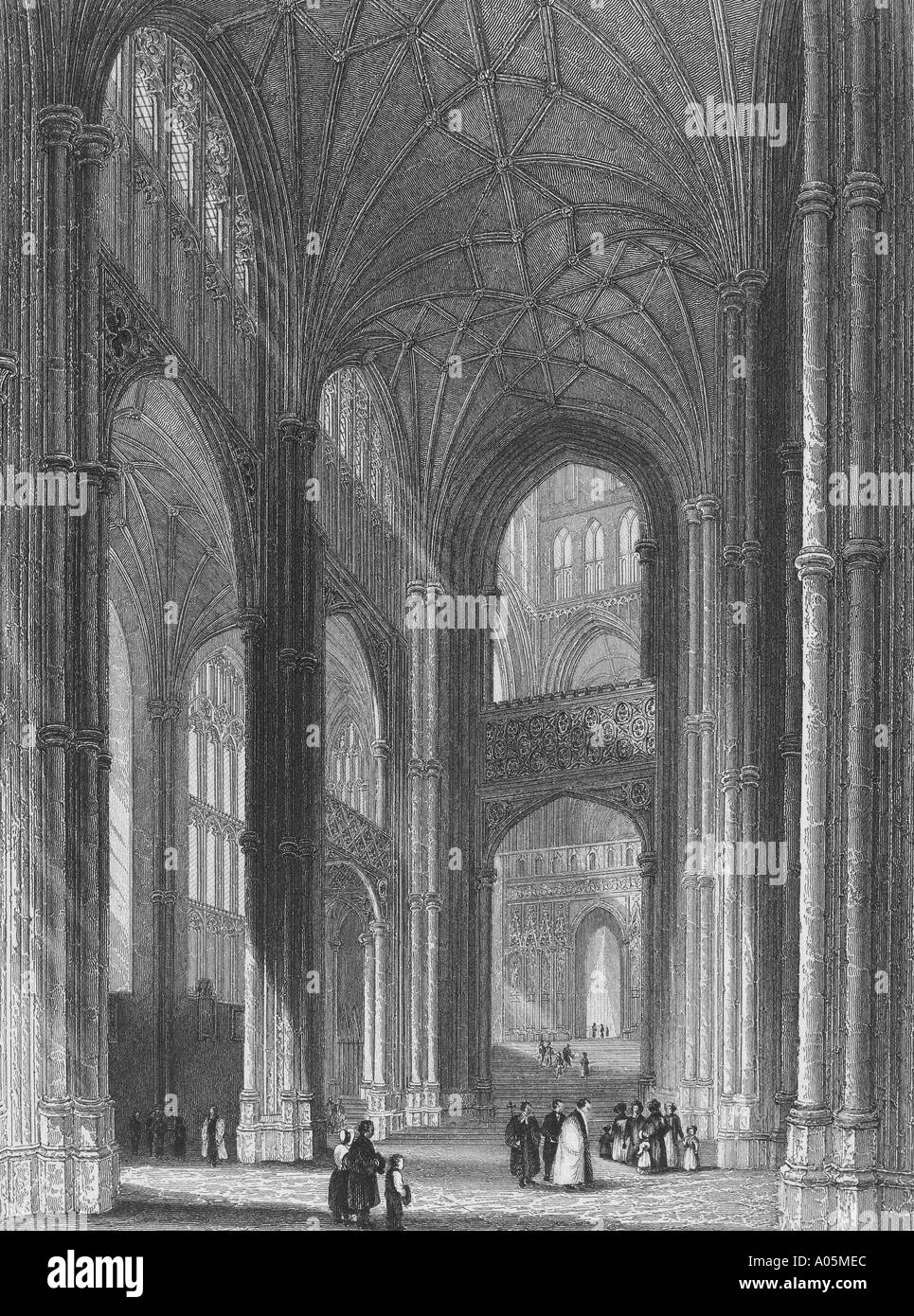 Canterbury Kathedrale Blick in das Kirchenschiff veröffentlicht 1835 gezeichnet von J Archer von B Strandschnecken graviert Stockfoto
