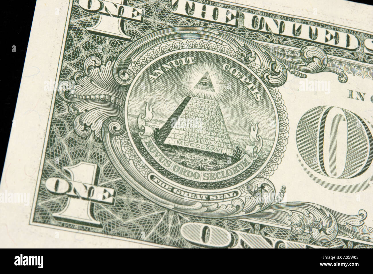 Geld Amerikanische Wahrung Usa Freimaurer Bild Auf Ruckseite Des Ein Dollar Schein Stockfotografie Alamy