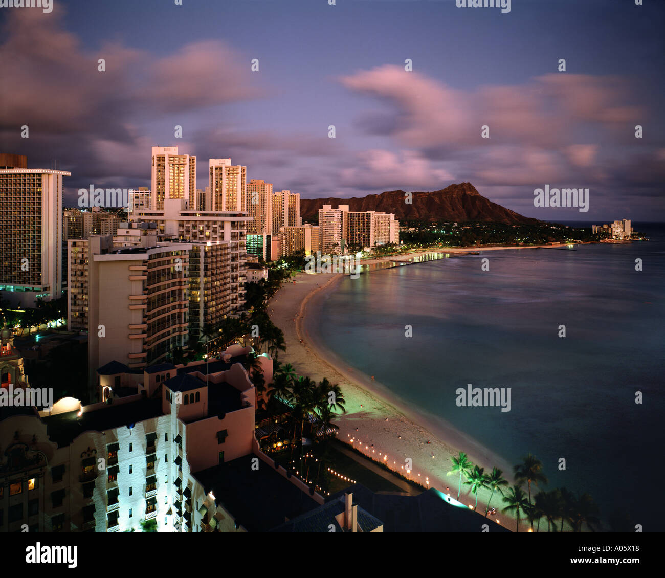 USA - HAWAII: Waikiki Beach auf Oahu Stockfoto