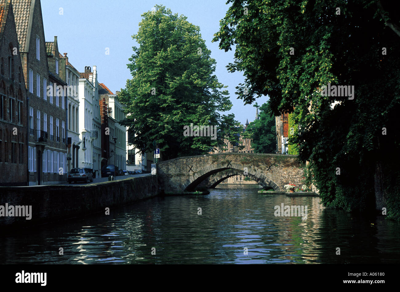 Kanal-Szene Brügge Belgien Stockfoto