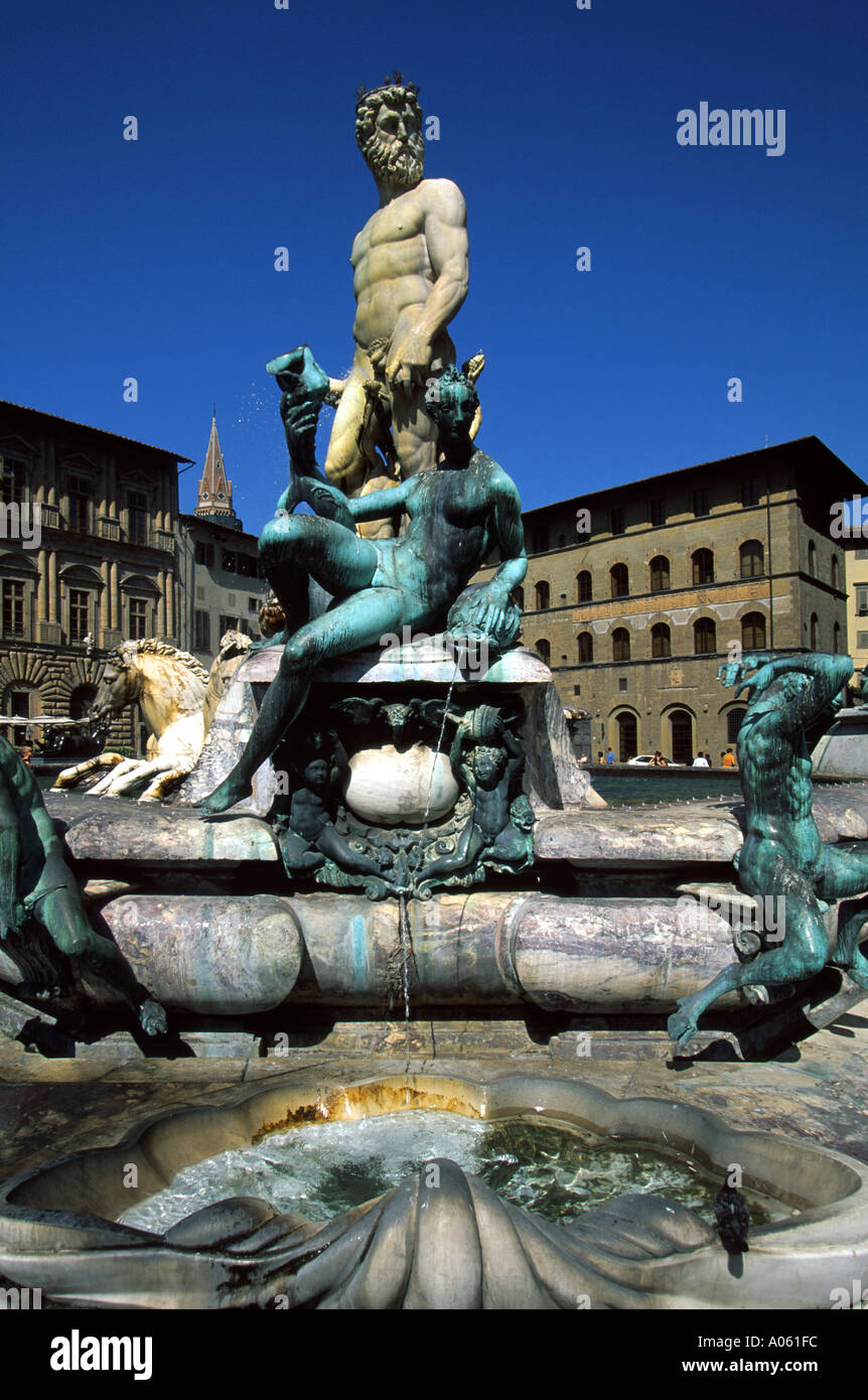 Neptun in Piazza Signoria Florenz Italien Stockfoto