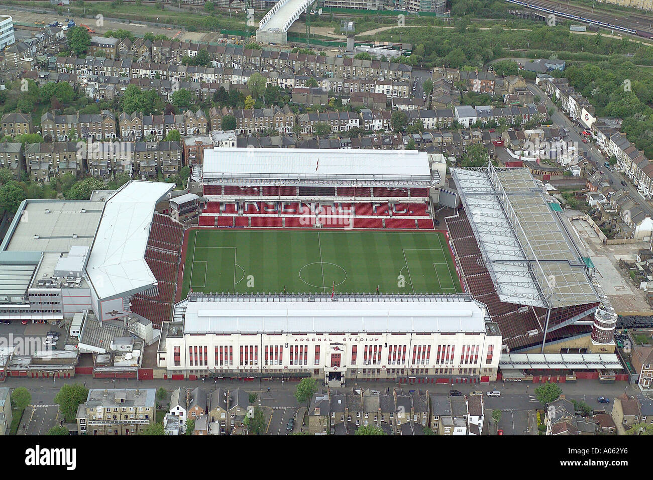 Luftaufnahme des Arsenal Football Club in London zeigt die Highbury